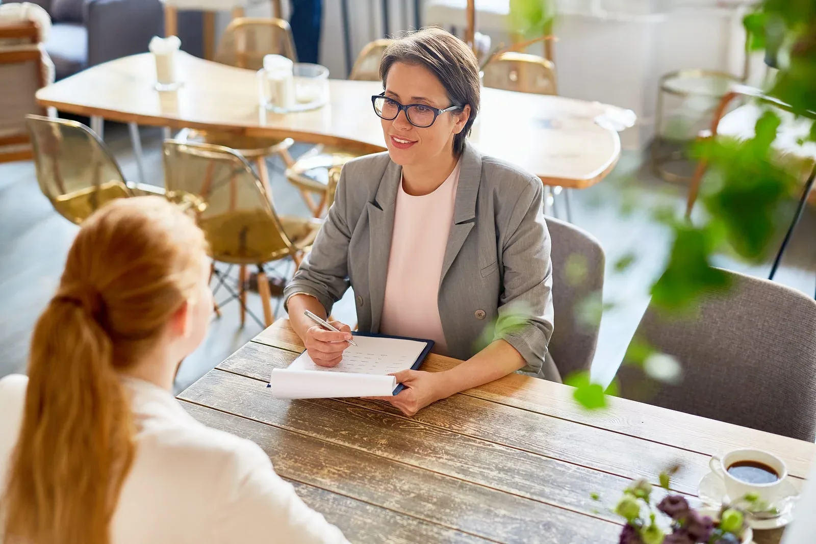 Researcher conducting user interview