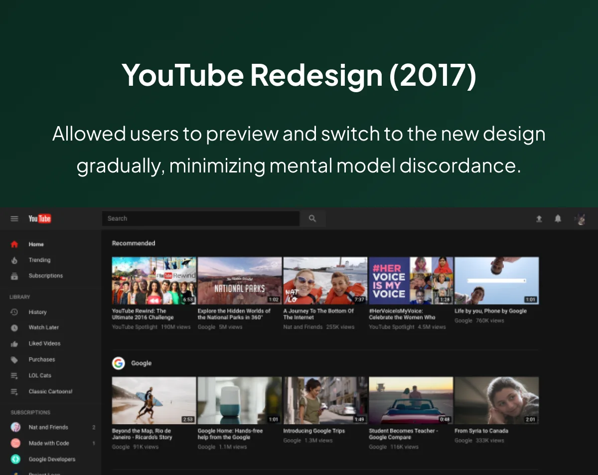 YouTube Redesign (2017) and Jakob’s Law