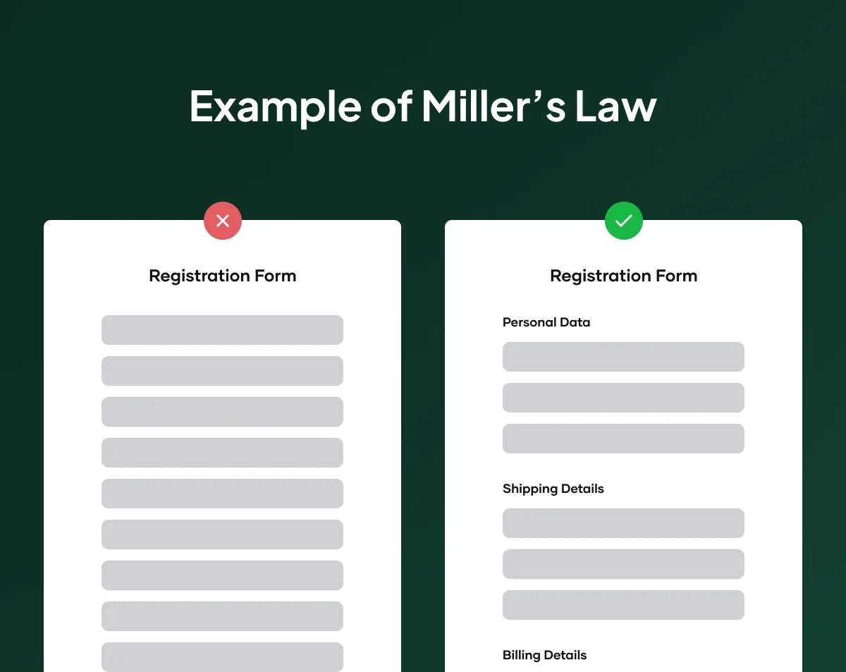 UI Example of Miller’s Law