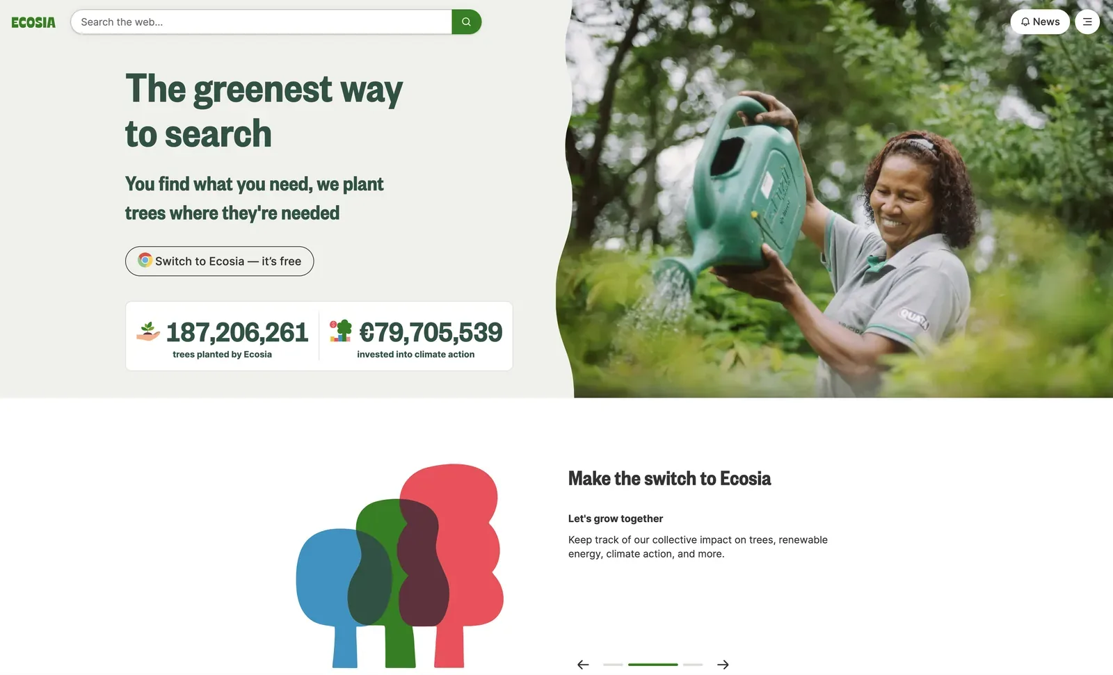 Ecosia's website