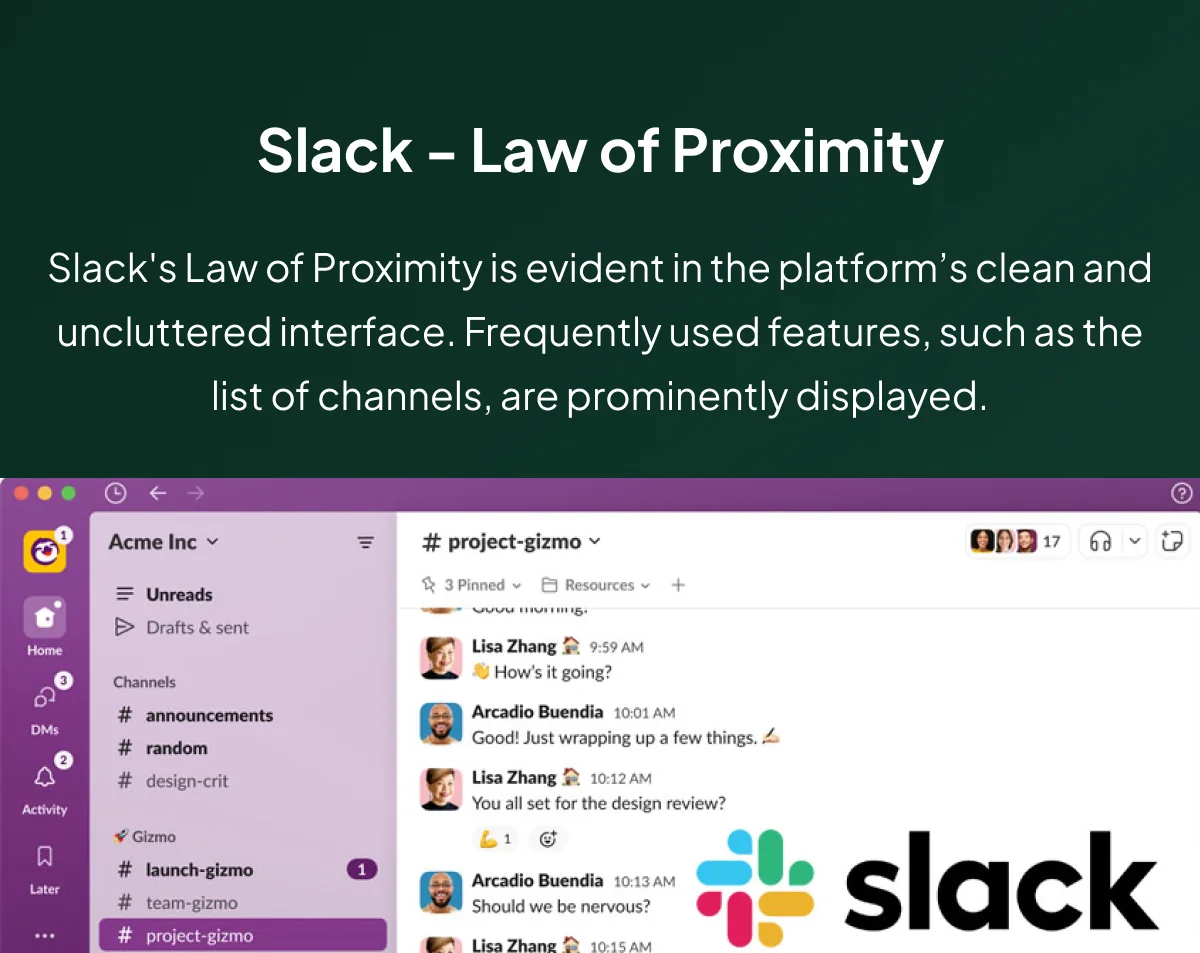 Law of Proximity on Slack’s Interface