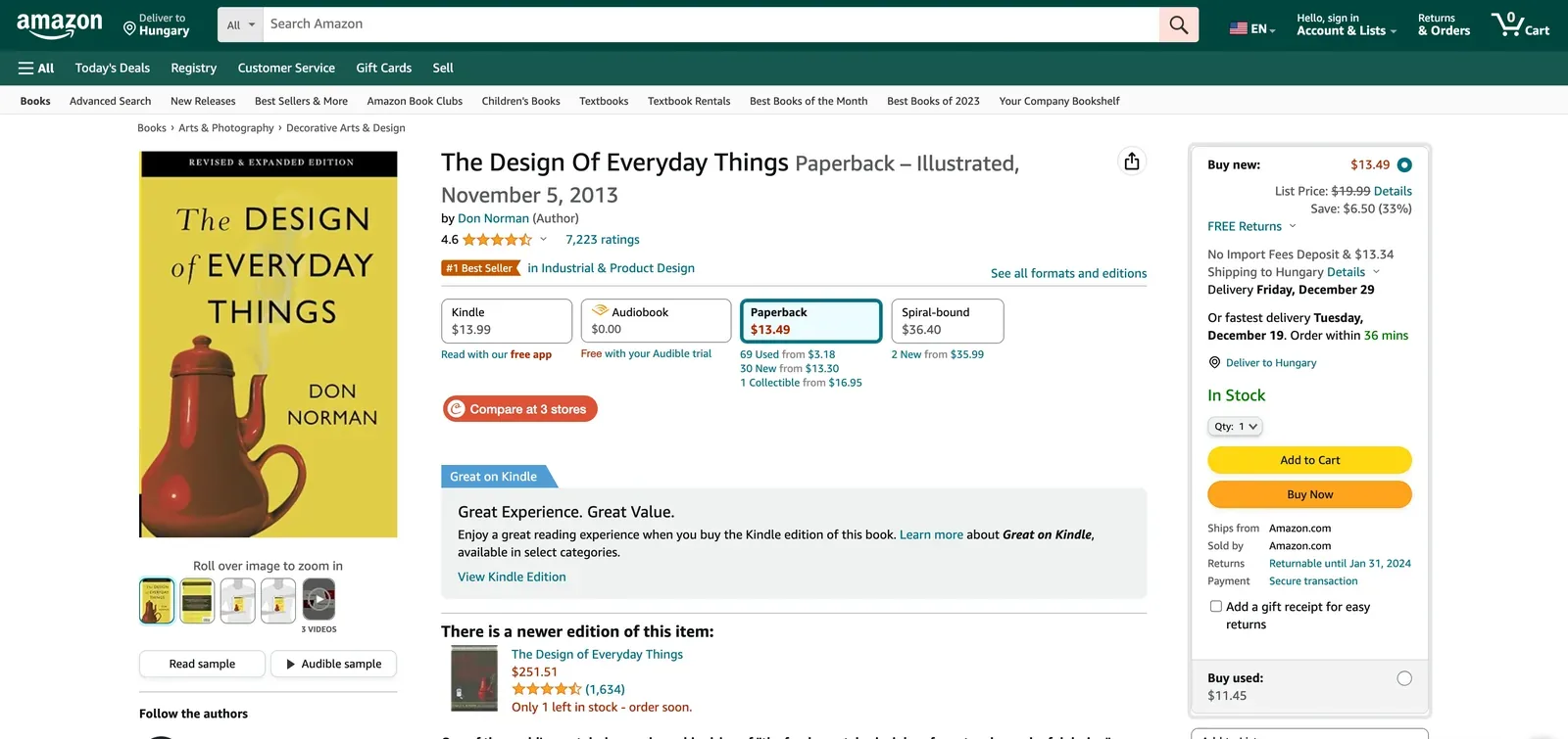 Add to Cart button on Amazon