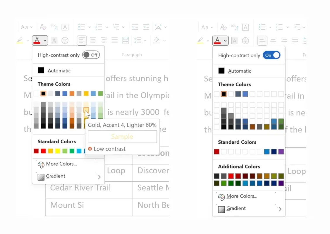 Microsoft Word's contrast checker