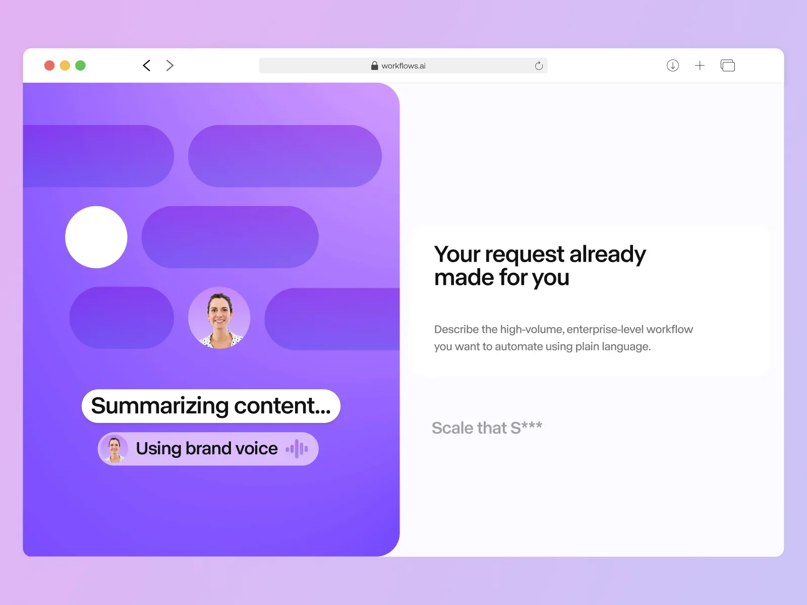 Homepage detail showing the generative AI workflow in use