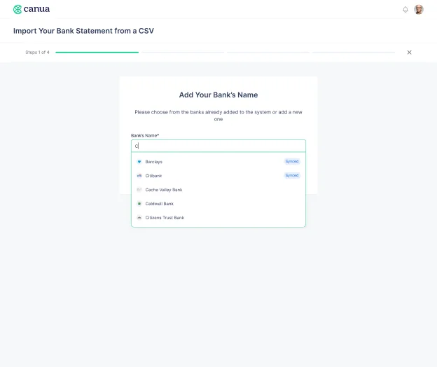 Adding banking data to an account