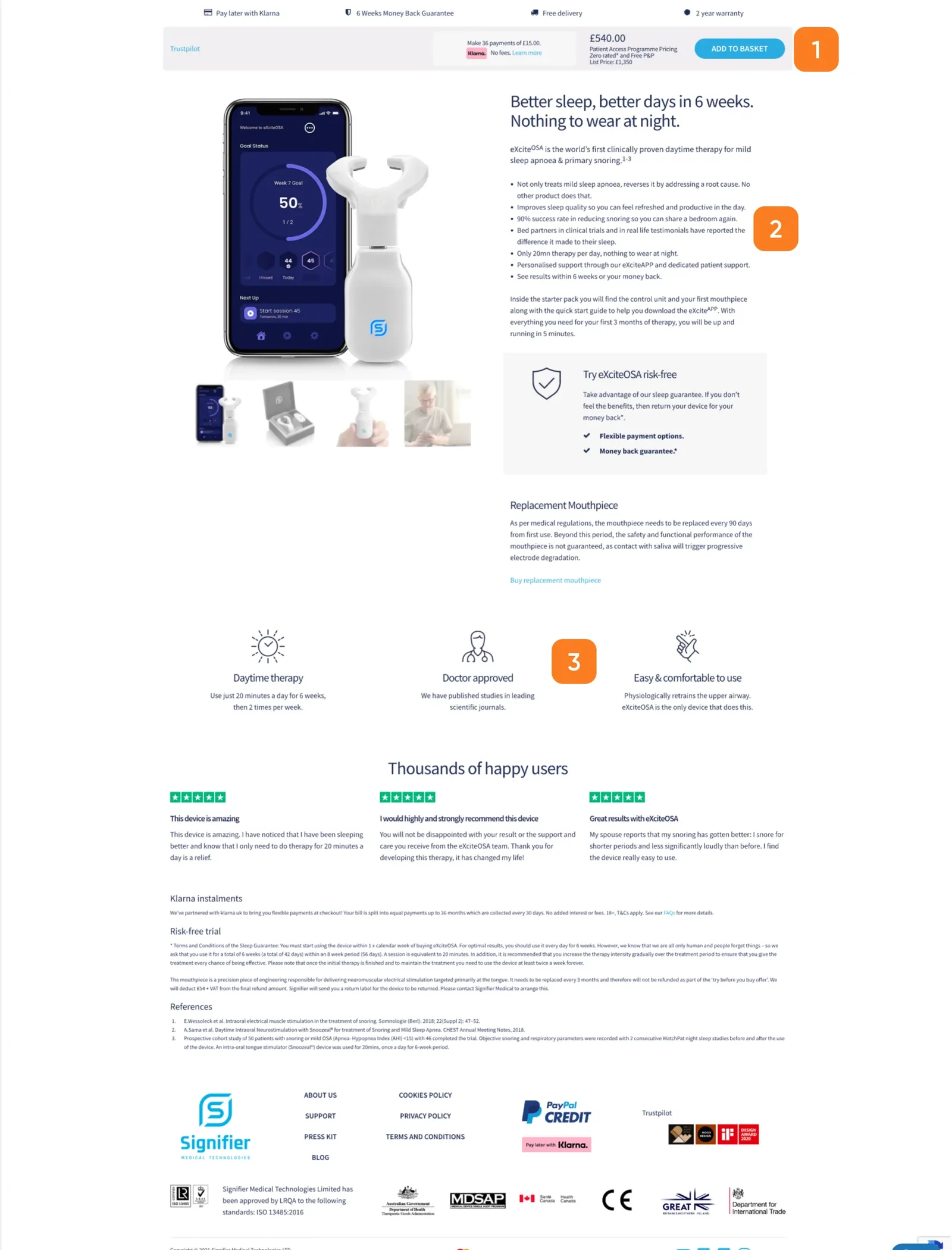 UX audit findings on the product page