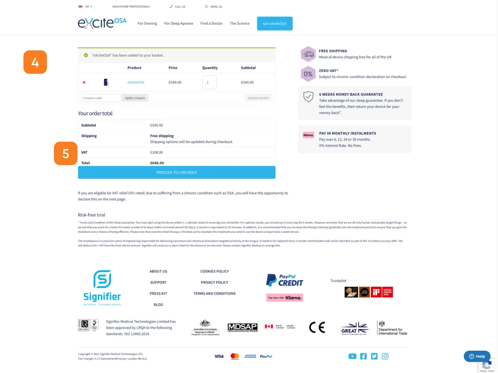 UX audit findings on the cart