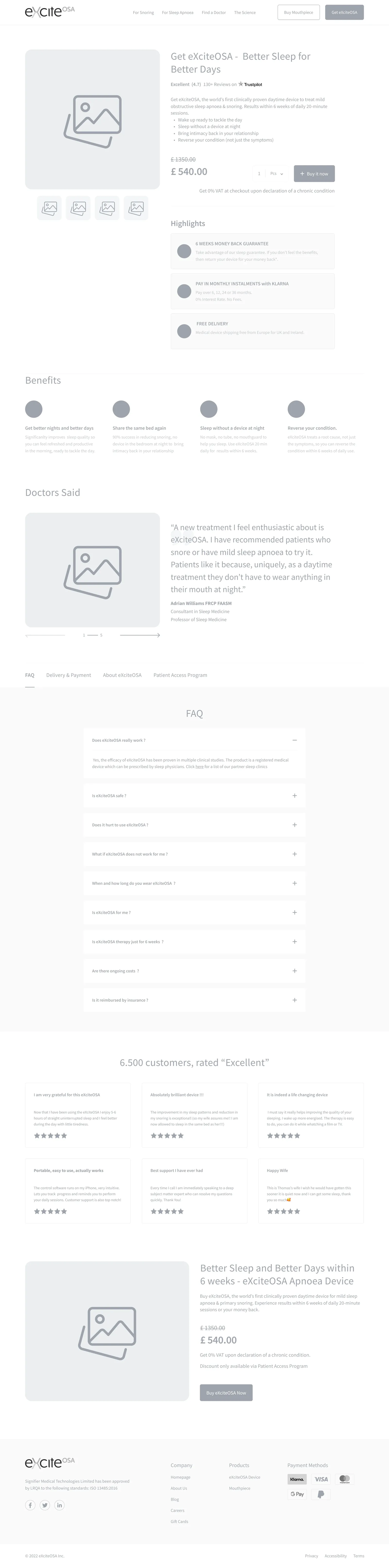 Product page wireframe