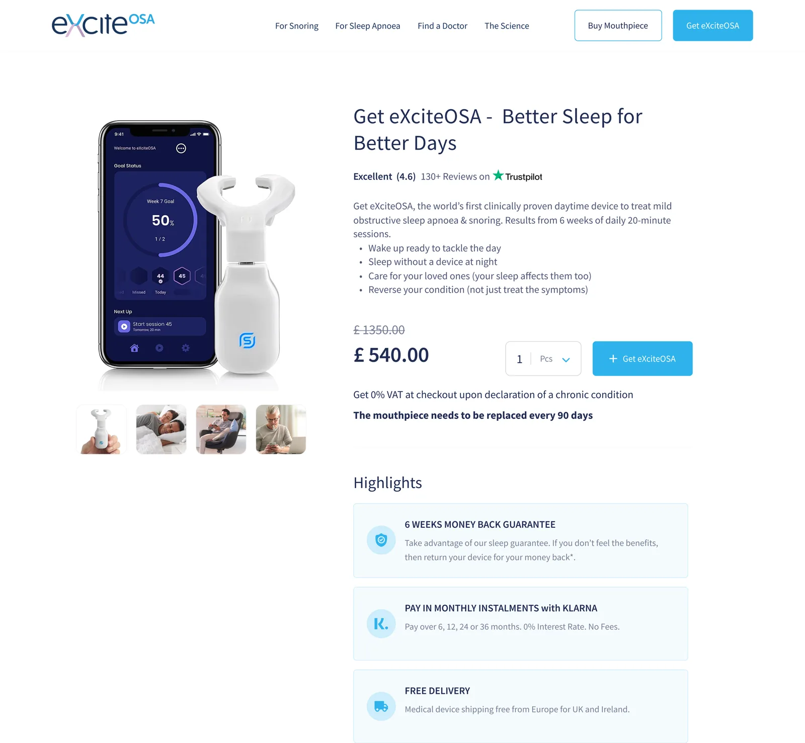 Homepage for a healthcare e-commerce product
