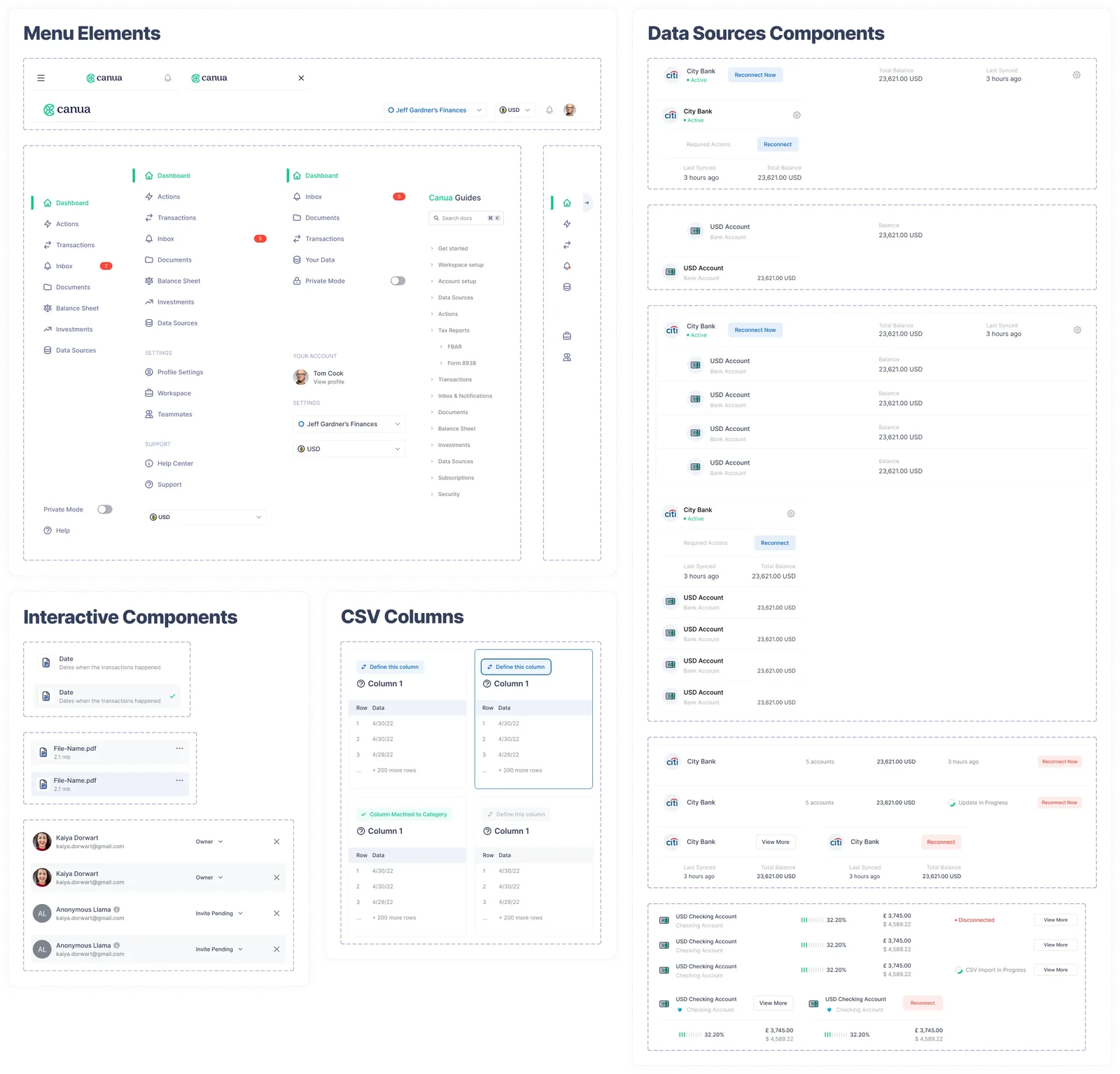 Pattern library for a fintech product