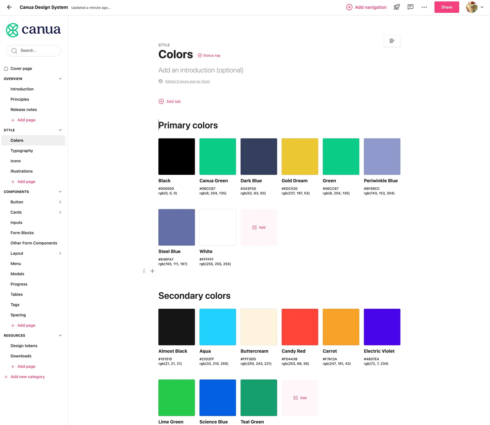 Zeroheight documentation for the design system