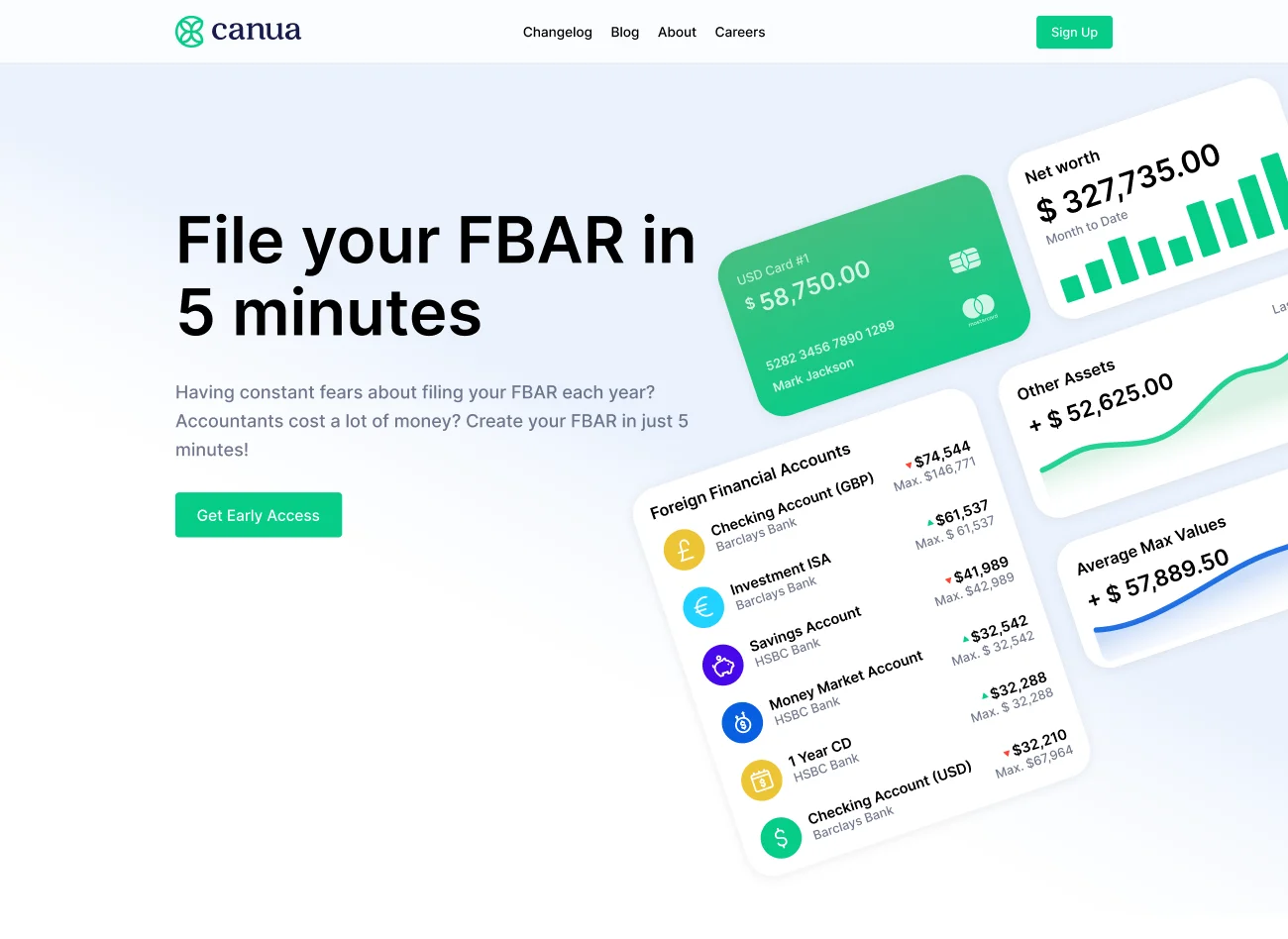 FBAR landing page design