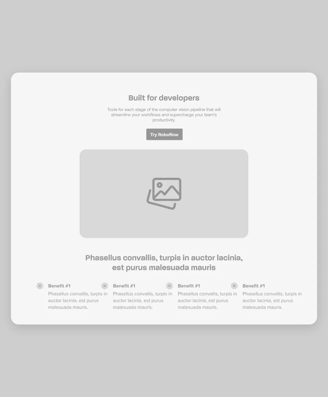 Wireframes annotated with the reasoning behind each section