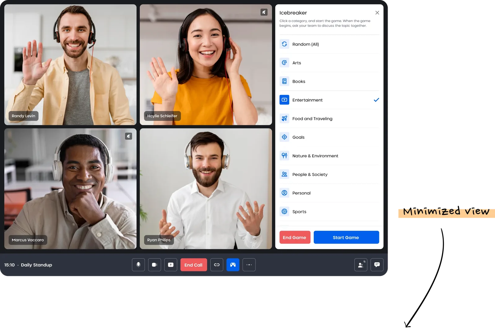 Online meeting tool interface