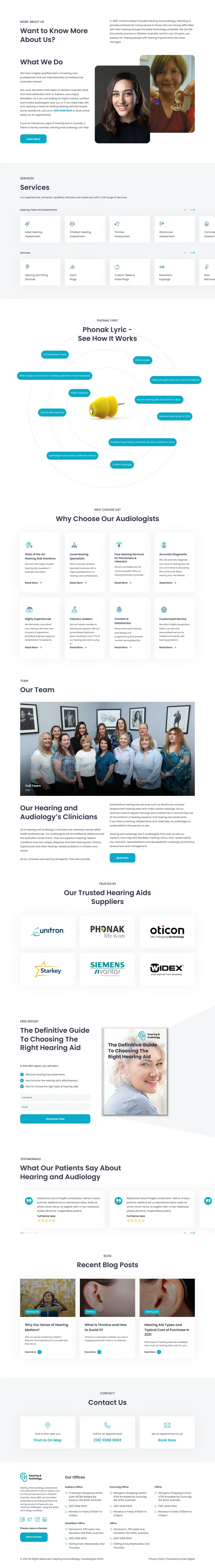 Healthcare website homepage sections