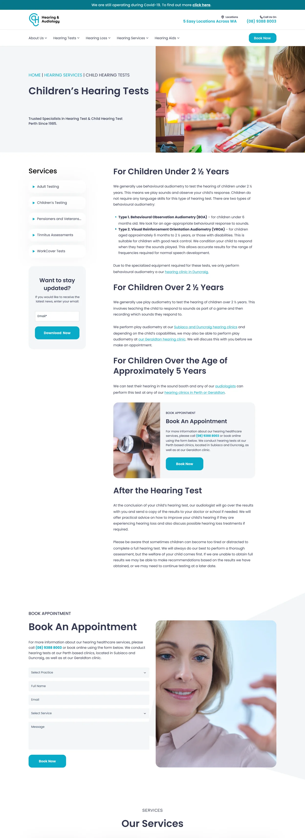 Blog article page on the healthcare website