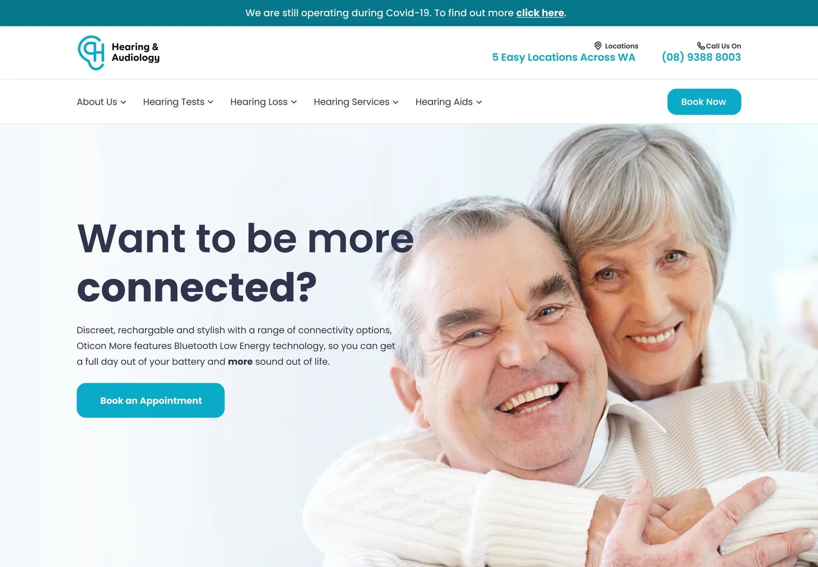 Homepage of a healthcare website redesign