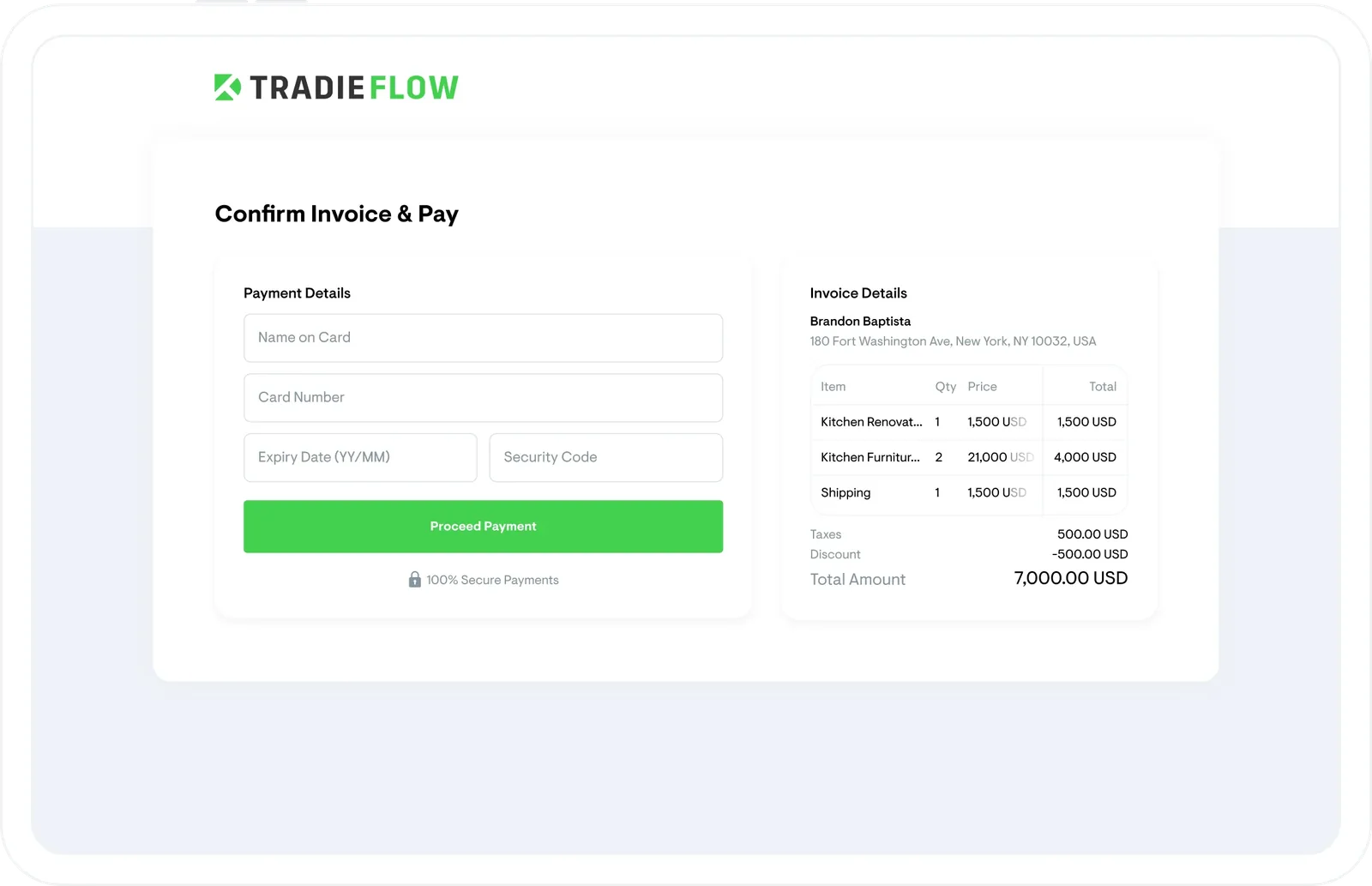 Invoice checkout and payment