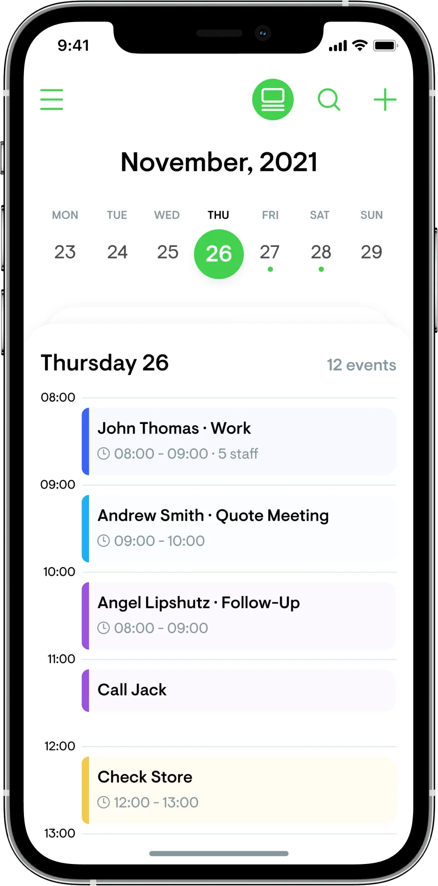Calendar linked to sales stages