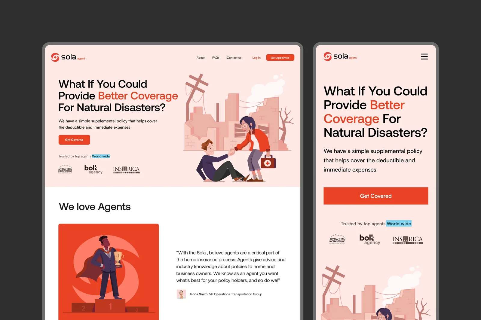 Sola insurance landing page