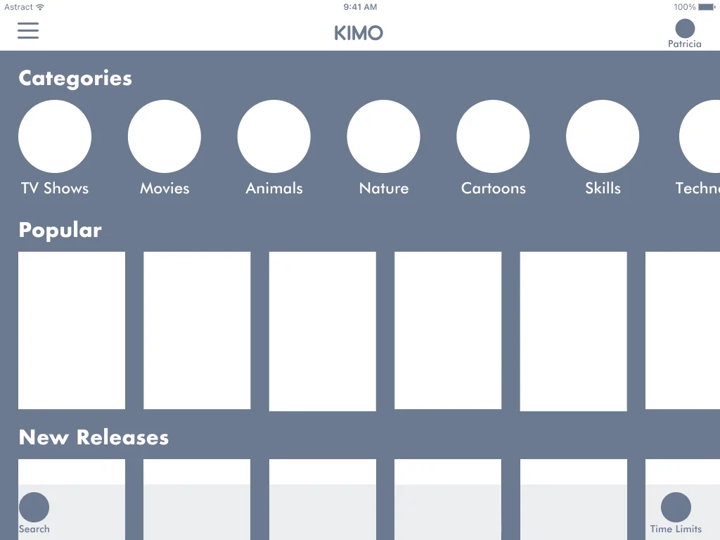 Wireframes for a video streaming app